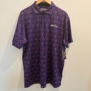 Old Row Mens #1 Pregamer Printed Polo Purple Tailgate Novelty Shirt 2XL NWT